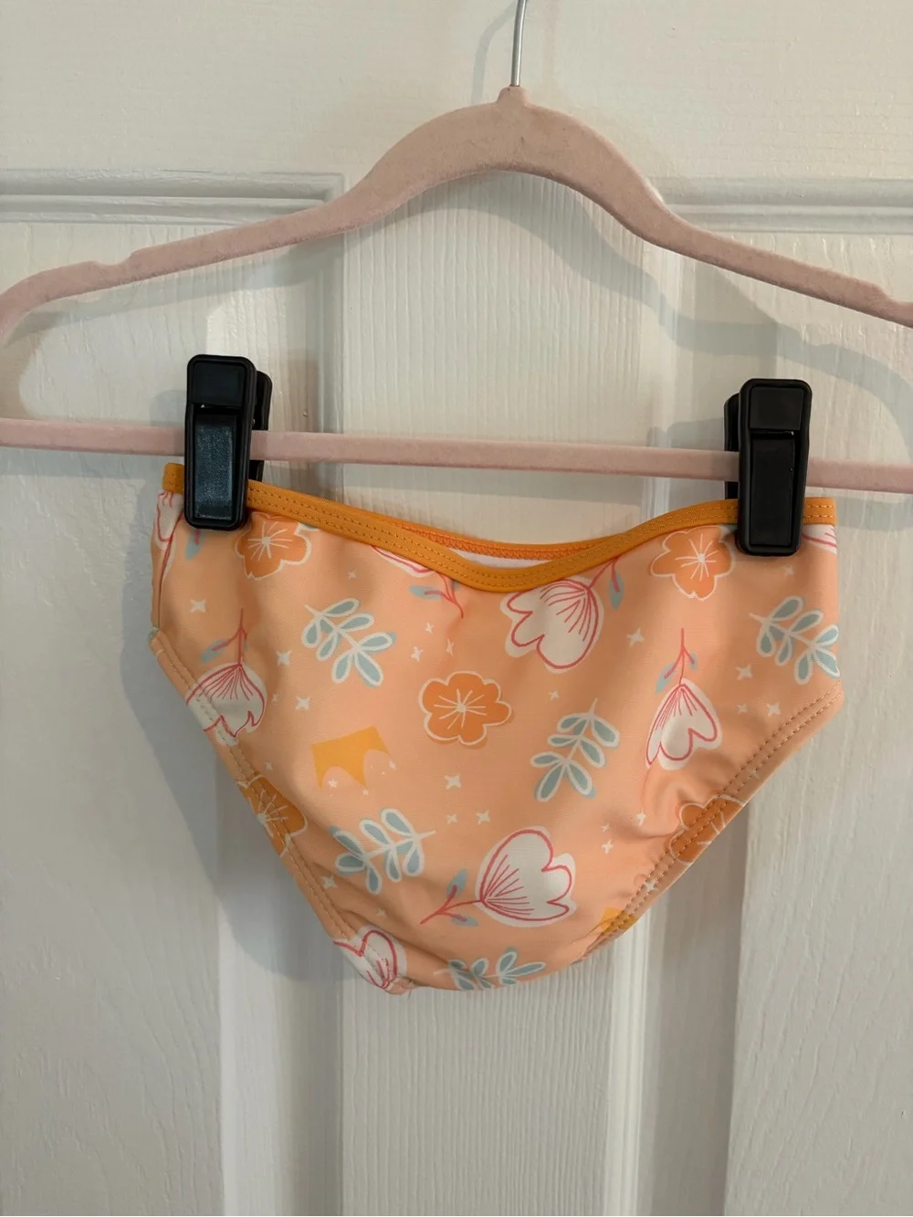 Disney Princess Orange 2 Piece Swimsuit With Ruffle Strap And Flor Detail - 3T